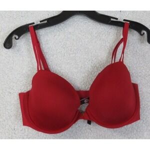 Victorias Secret Red 36D Lightly Demi T-Shirt Bra Hearts Valentines Underwire